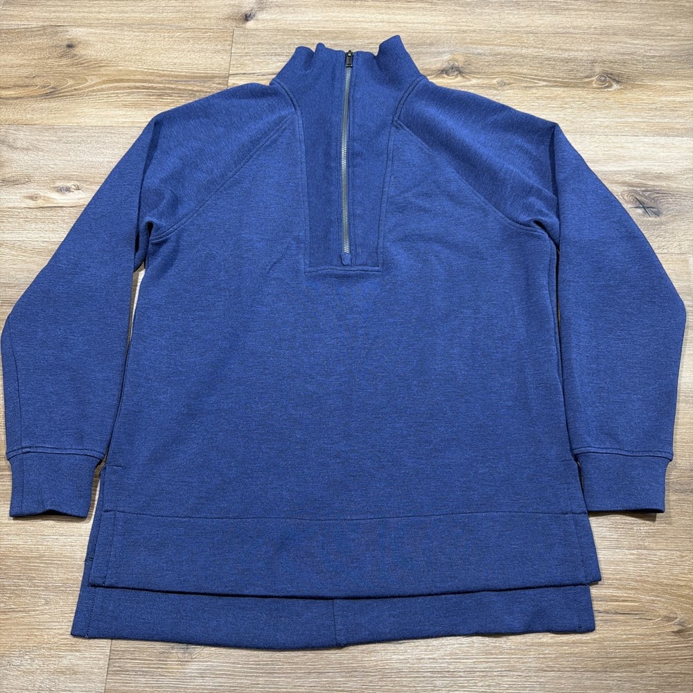 Spanx Women's SMALL Air Essentials Brushed Half Zip Sweatshirt Pullover Navy
